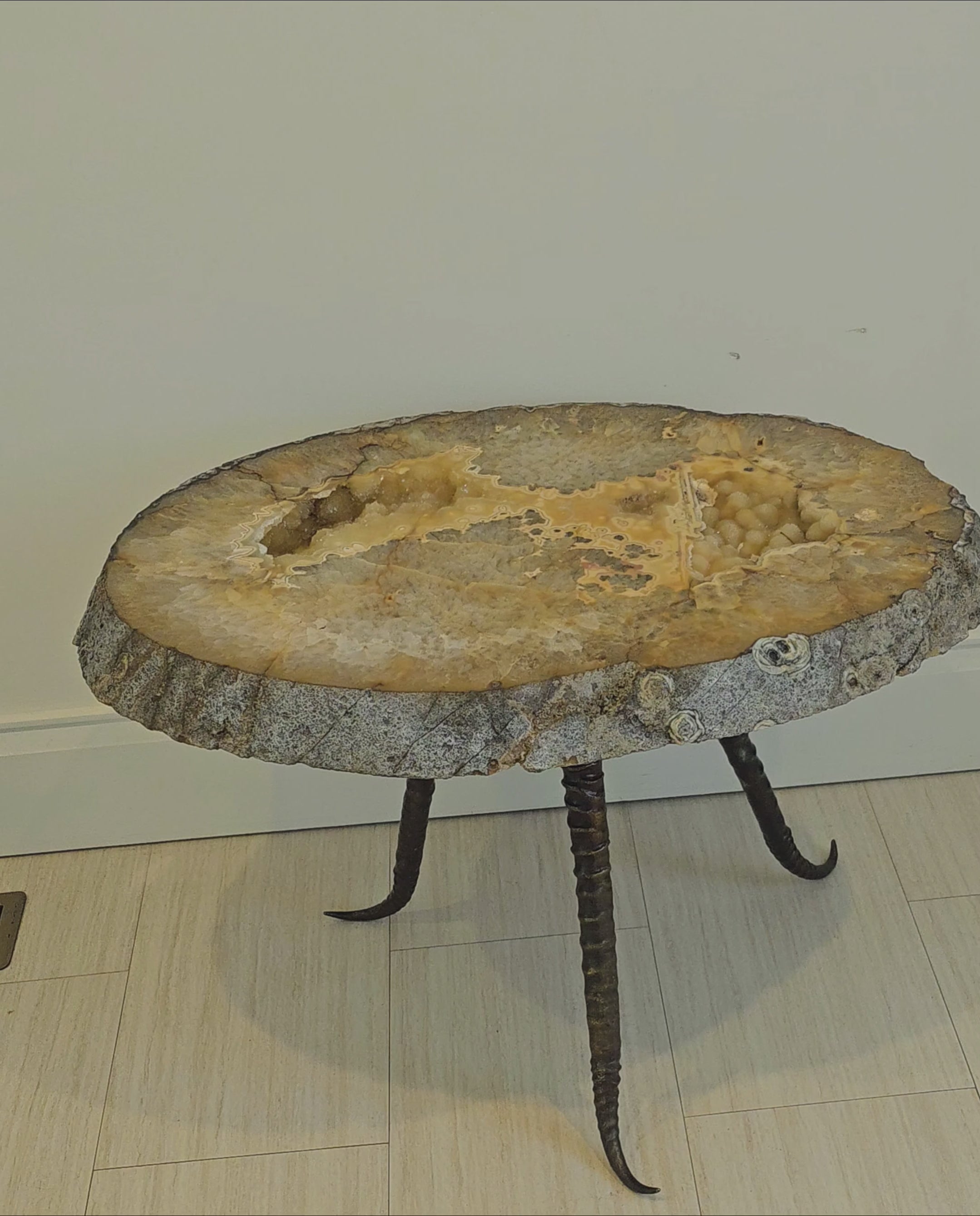 "Serengeti" Antelope Horn Base citrine table. Cast in Solid Bronze {Very Ltd Edition! 4 pieces only in 2 Heights!