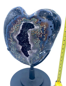 Amazing Amethyst Geode Heart with Blue Agate . 19" Tall...
