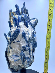 STUNNING Large 27.65/lb Tall Blue Kyanite Crystal Specimen #038 With Clear Quartz, Calcite and Mica
