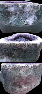 Load image into Gallery viewer, Amethyst Geode Crystal Table #5 385/lbs (25&quot; x 22.5&quot; x 17&quot; Tall W/ 30&quot; Glass)
