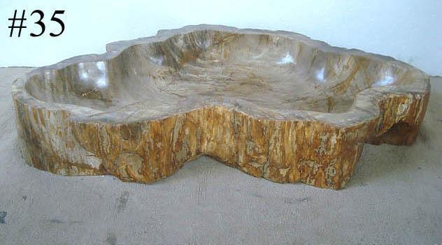 Extra Large Petrified Wood Double Sink #35D-EH Petrified Teak