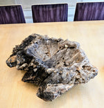 Load image into Gallery viewer, Stunning and unique 30&quot;+ Elestial Smokey Quartz Clamshell Bowl.. weighs nearly 100/lbs
