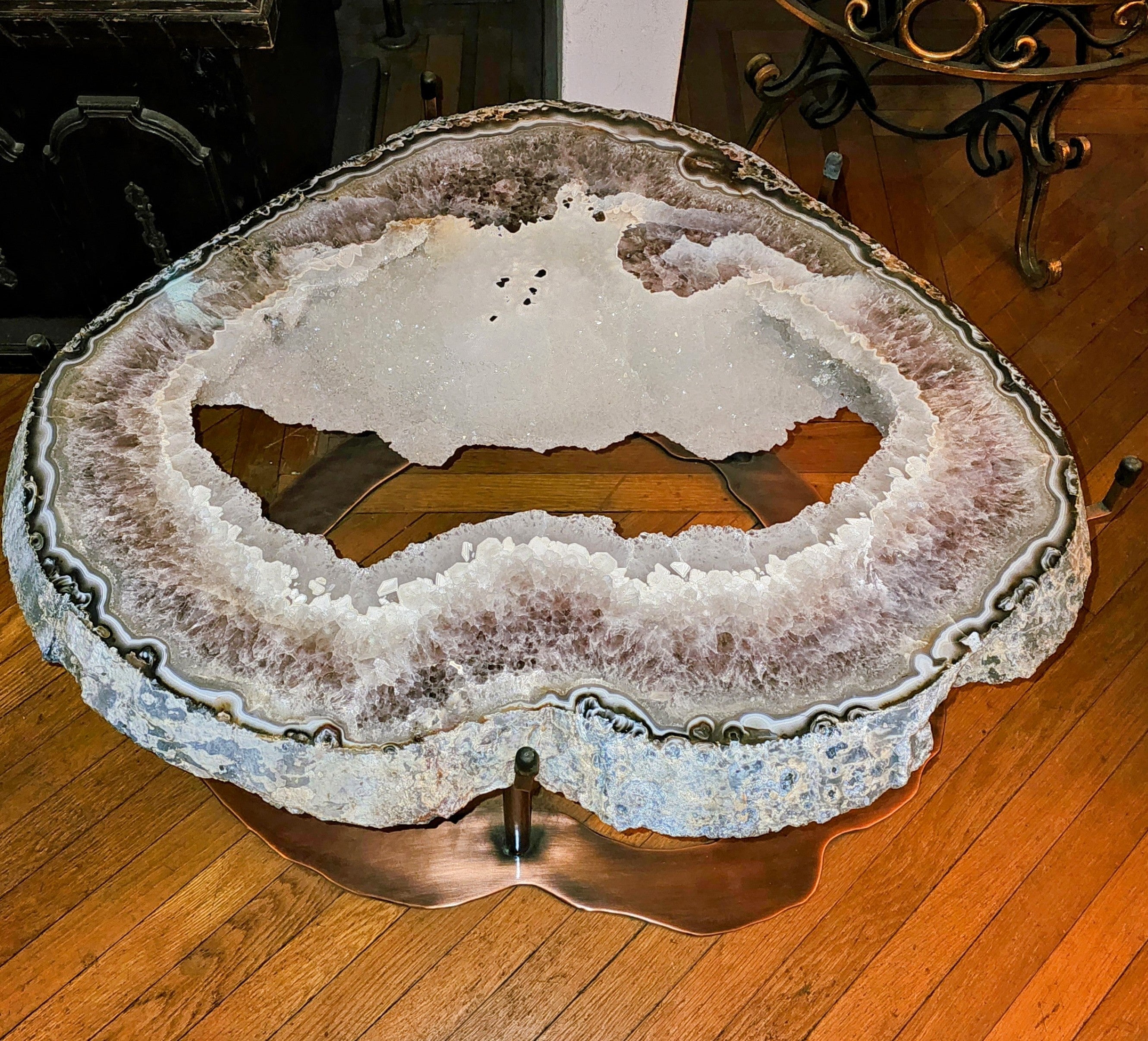 Geode Center Cut Giant Center Cut Agate Geode slab table #289