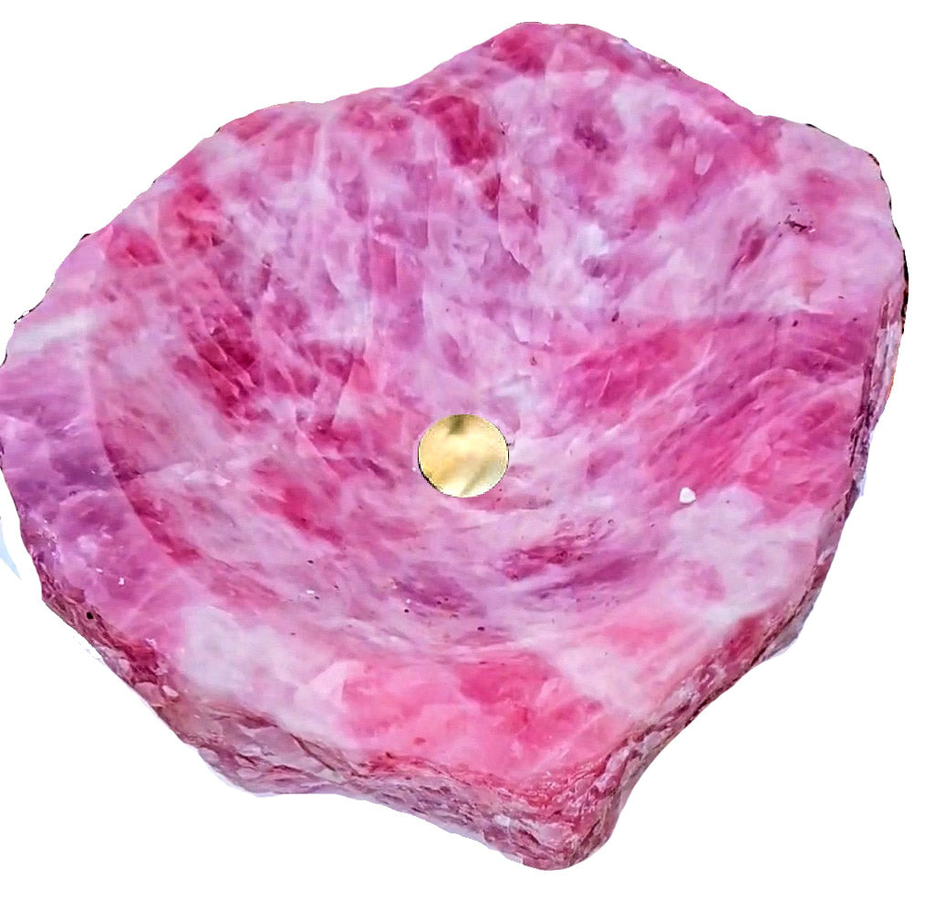 Super Extra Gem Rose Quartz Heart Sink 011.. 25" x 20" x 6" x 150/lbs approx (Please Inquire!)