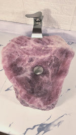 Load and play video in Gallery viewer, Super Extra Gem Grade Rose Quartz Heart Vessel Sink 012 23&quot; x 18&quot; x 6&quot; x 120/lbs approx (Please Inquire!)
