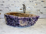 Load image into Gallery viewer, RARE Elestial Amethyst Sink #008 (27&quot; x 13&quot; x 6&quot; tall x 85/lbs)
