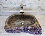 Load image into Gallery viewer, RARE Elestial Amethyst Geode Sink #010 [25&quot; x 15&quot; x 6&quot; tall]
