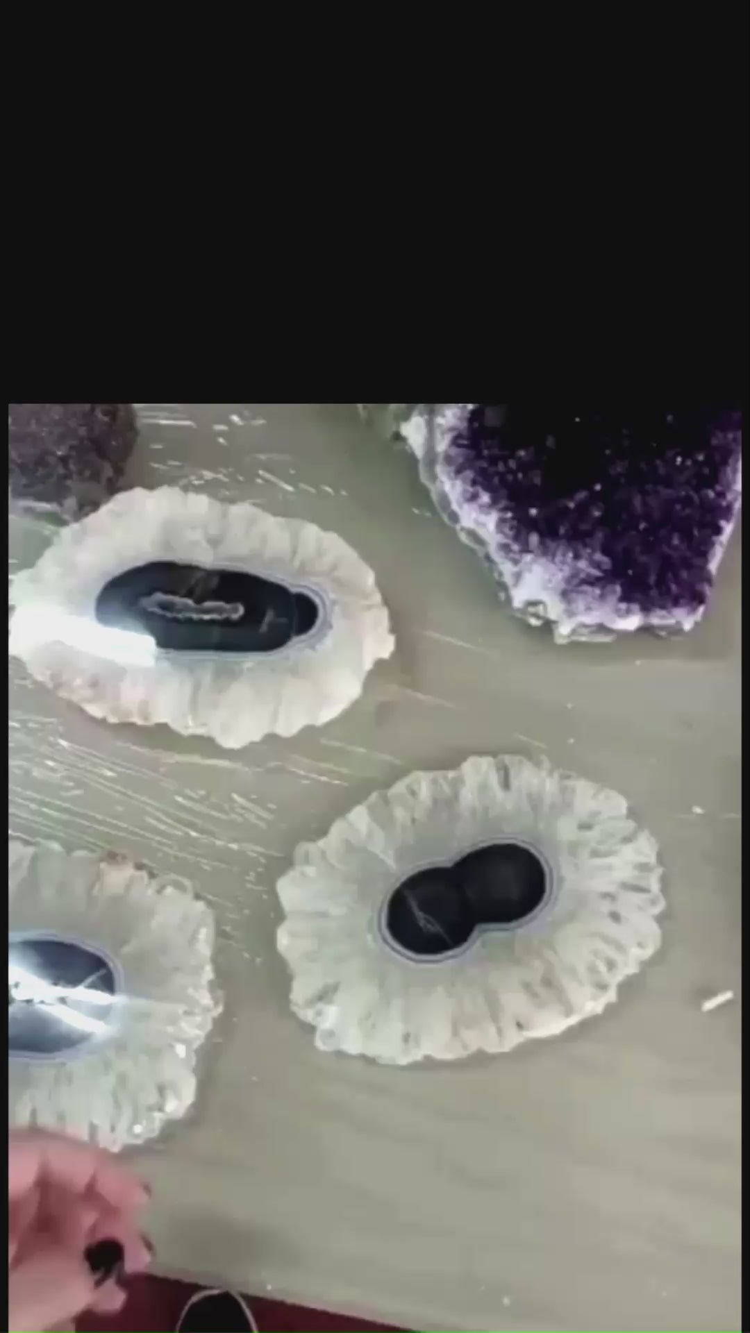 GIANT Stalactite Slice Amethyst Flower (*8* INFINITI) #020 7 1/4" x 5 1/4" x 1/4" Thick and Weight 404 grams