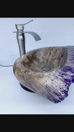Load and play video in Gallery viewer, RARE Elestial Amethyst Sink / Amethyst Geode Sink #006A (22 1/2&quot; x 14&quot; x 6&quot; tall x 74/lbs)
