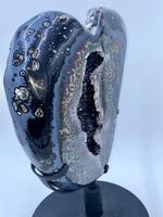 Load image into Gallery viewer, Amazing Amethyst Geode Heart with Blue Agate . 19&quot; Tall...
