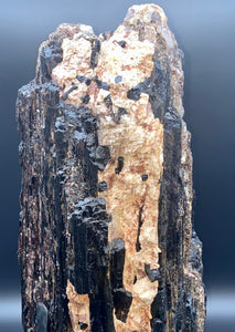 77/lb Large Black Tourmaline Crystal Specimen #018 With white quartz, calcite and mica
