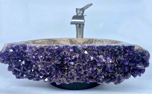 RARE Elestial Amethyst Sink / Amethyst Geode Sink #006A (22 1/2" x 14" x 6" tall x 74/lbs)