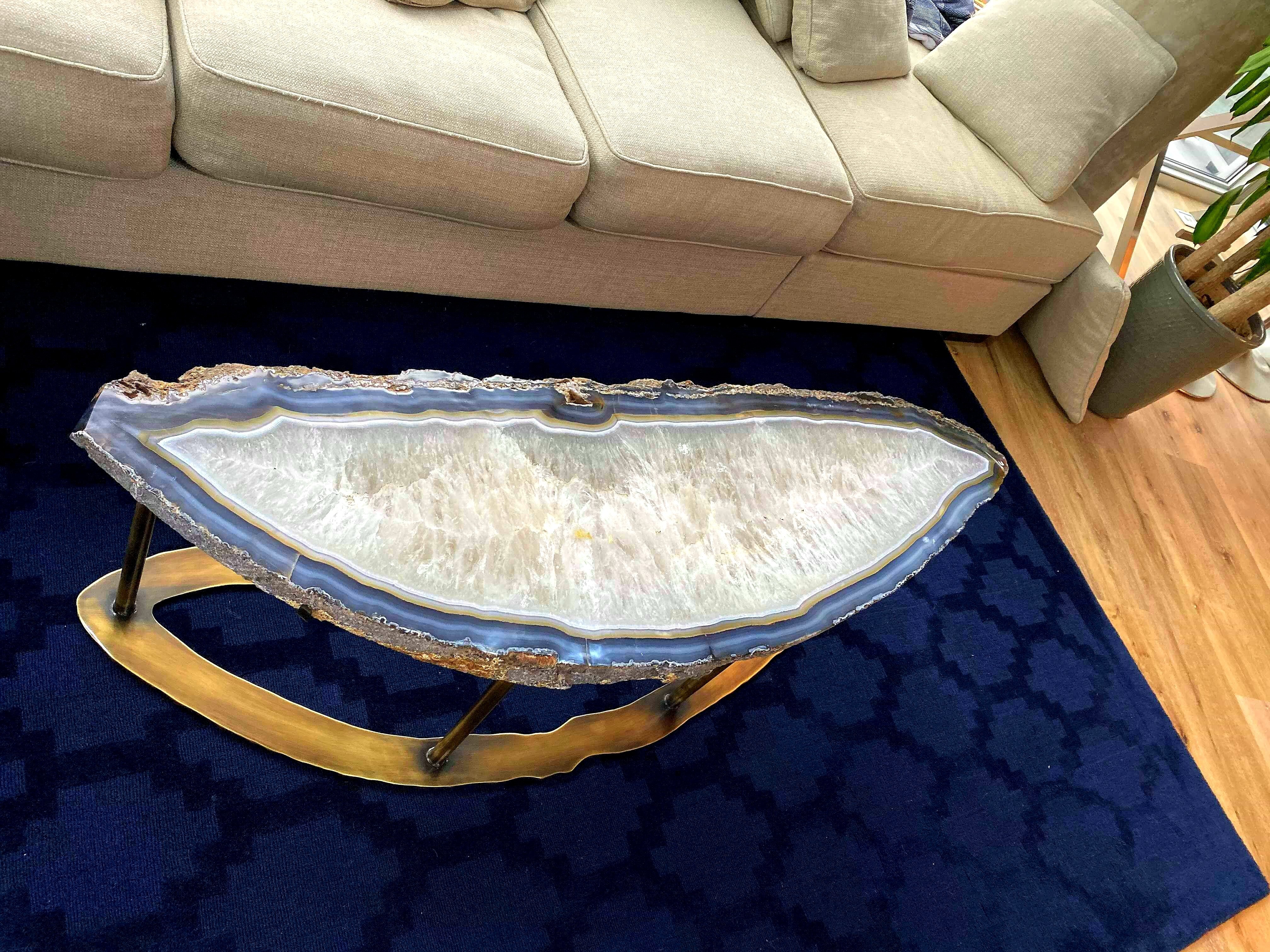 Giant Blue Agate Coffee Table #315  completed with backlights {65" x 20" x 18" tall} (SOLD)