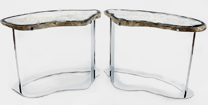 Matching Set of Agate Side Tables #269/270 { 32 x 15 x 22 tall }