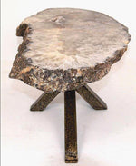 Load image into Gallery viewer, Quartz Geode Table #126 with Hammered Antique Brass Base
