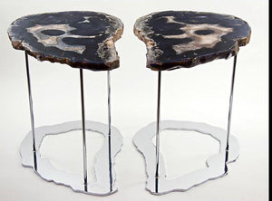 RARE Agate Side Tables Set With Large Crystal Eyes #237/238