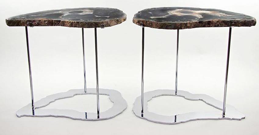 RARE Agate Side Tables Set With Large Crystal Eyes #237/238