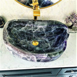 Load image into Gallery viewer, Amethyst Purple Onyx Sink #018 (24.5” x 17” x 6.5” tall x 155/lbs )
