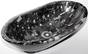 Black Oval Fossil Marble Sink
