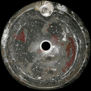 Grey Round Grande Fossil Marble Sink #6M-EH