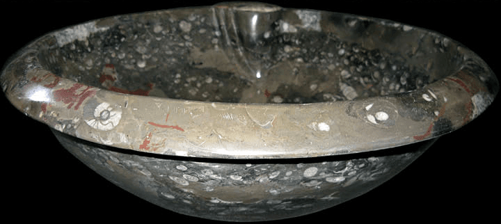 Grey Round Grande Fossil Marble Sink #6M-EH (18" diameter  W/ 1 3/4" Drain Hole) {Free Shipping}