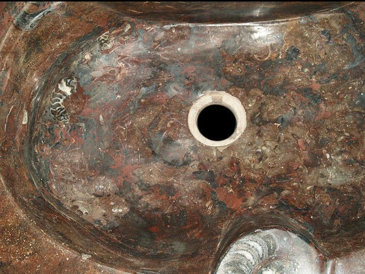 Red Fossil Marble Sink #2E-EH
