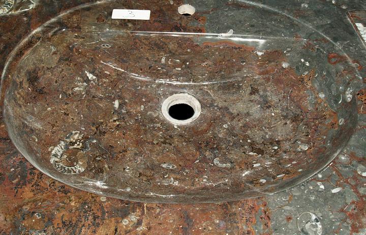 Red Fossil Marble Sink #2F-EH