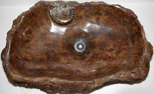 Red Fossil Marble Sink #212-EH