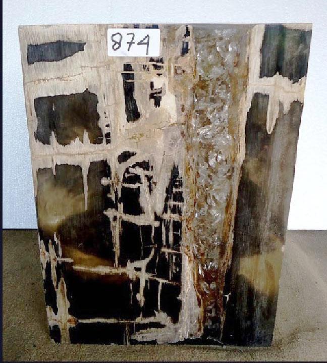 Petrified Wood Cube with Cracked Crystal Resin #874-EH 
