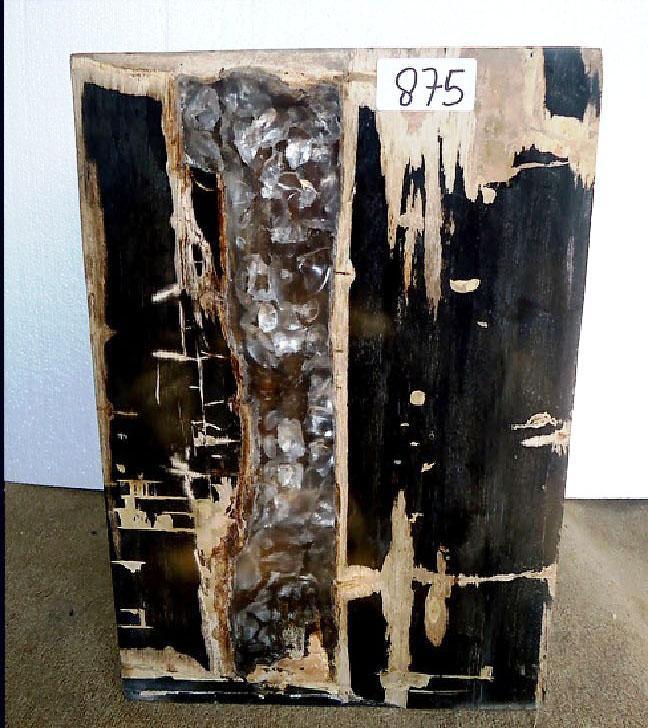 Petrified Wood Cube with Cracked Crystal Resin #875-EH