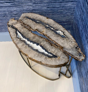 Stunning 2-Tier Agate Geode Table "THE CLOUDS"